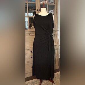 Lands End Black Maxi Dress with Side Knot -2X
